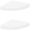 vidaXL Vegghengdar Hornhillur 2 stk. Hv&iacute;tar 25x25x3,8 cm MDF
