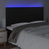 vidaXL LED höfuðgafl Svart 160x5x118/128 cm Leðurlíki