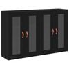 vidaXL Veggsk&aacute;par 2 pcs Svartur Eik 69,5 x 34 x 90 cm Samsettur vi&eth;ur