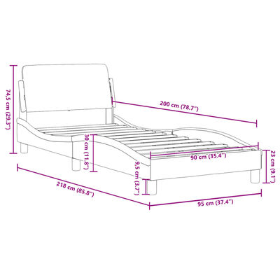 vidaXL Rúmgrind með Höfðagafli Dökkgræn 90x200 cm Flauel