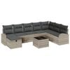 vidaXL Gar&eth;s&oacute;fa sett me&eth; p&uacute;&eth;i me&eth; geymslu 9 pcs Lj&oacute;sgr&aacute;tt Poly rattan