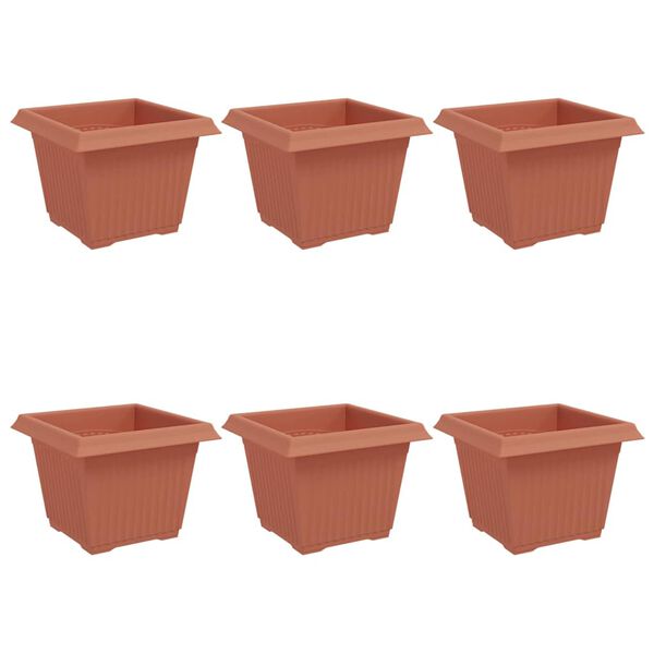 vidaXL Fermetra bl&oacute;mapottr 6 pcs Ekkert Rautt 23 x 23 x 17,5 cm Plast