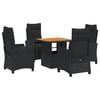 vidaXL 5 Hluta Gar&eth;bor&eth;stofusett me&eth; Sessum Svart P&oacute;l&yacute;rattan