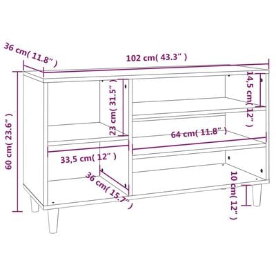 vidaXL Skóskápur Hvítur 102x36x60 cm Samsettur Viður