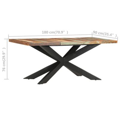 vidaXL Borðstofuborð 180x90x76 cm Gegnheill Endurunninn Viður