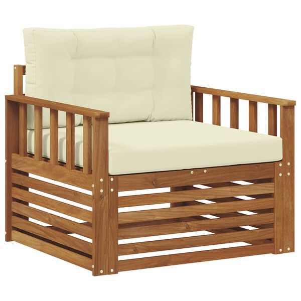 vidaXL &Uacute;ti s&oacute;fasett Solid Akas&iacute;uskei&eth; og P&oacute;lyester N&aacute;tt&uacute;rulegur