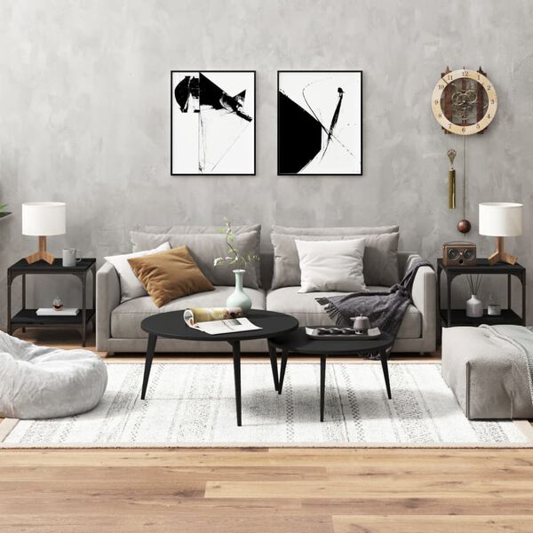 vidaXL Hliðarborð 2 stk. Svart 40x40x40 cm Samsettur Viður