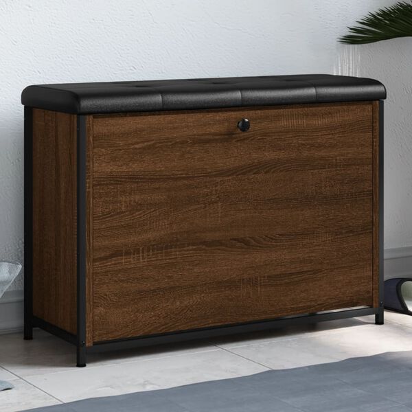 vidaXL Sk&oacute;sk&aacute;pur me&eth; Flettisk&uacute;ffu Br&uacute;nn Eik 82x32x56 cm