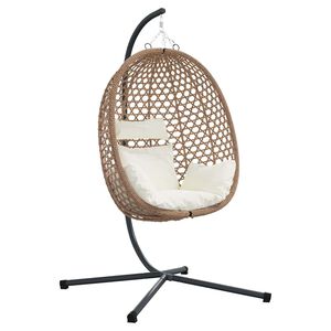 vidaXL Hangandi eggjast&oacute;ll Lj&oacute;s krem 104 x 100 x 191 cm p&oacute;l&yacute;rattan