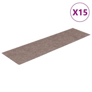 vidaXL Stigamottur sj&aacute;lfl&iacute;mandi 15 stk 76x20 cm lj&oacute;sbr&uacute;nar r&eacute;tthyrndar