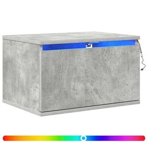 vidaXL Veggfest N&aacute;ttbor&eth; me&eth; LED Lj&oacute;sum Steypugr&aacute;tt