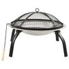 vidaXL 2-&iacute;-1 Eldst&aelig;&eth;i og Grill me&eth; Sk&ouml;rungi 56x56x49 cm Ry&eth;fr&iacute;tt St&aacute;l