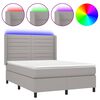 vidaXL H&oacute;lfa&eth; Springr&uacute;m me&eth; D&yacute;nu&LED Lj&oacute;sgr&aacute;tt 140x190 cm Tauefni