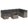 vidaXL 9 Hluta Gar&eth;s&oacute;fasett me&eth; Sessum Gr&aacute;r P&oacute;l&yacute;rattan
