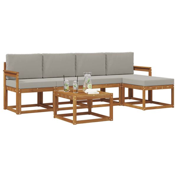 vidaXL &Uacute;ti s&oacute;fasett 6 pcs N&aacute;tt&uacute;rulegt og Lj&oacute;st Gr&aacute;tt Hrein akas&iacute;utr&eacute;