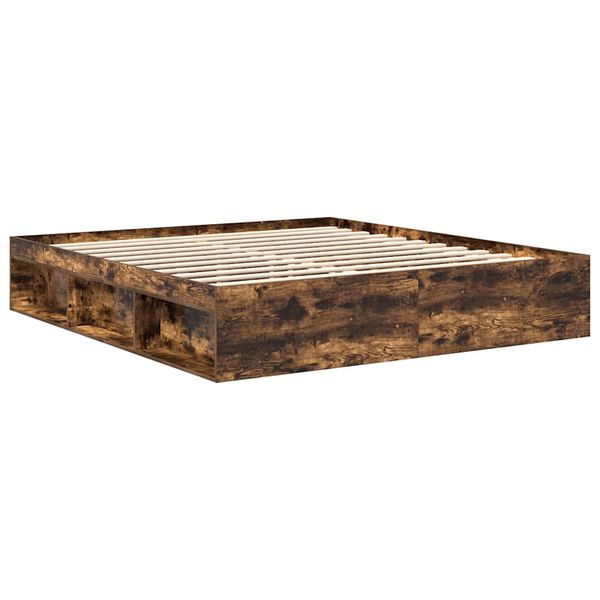 vidaXL R&uacute;mgrind Reykt&oacute;na Eikarlitur 180x200 cm S&uacute;per King