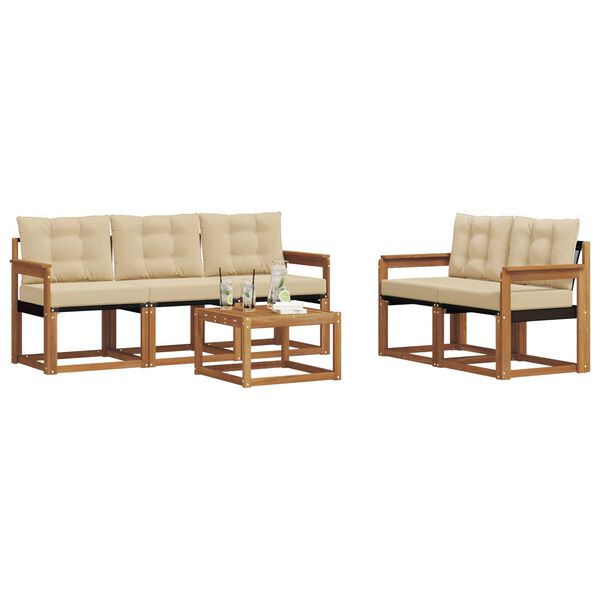 vidaXL &Uacute;ti s&oacute;fasett me&eth; p&uacute;&eth;i 6 pcs N&aacute;tt&uacute;rulegt og B&eacute;ig