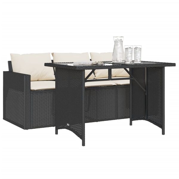 vidaXL 2 stykki gar&eth;bor&eth;stofusett me&eth; p&uacute;&eth;um Black Poly Rattan