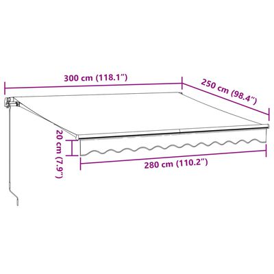 vidaXL Handvirkt Útdraganlegt Skyggni Reykgrátt og Hvítt 300x250 cm