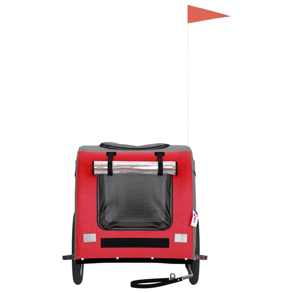 vidaXL Gæludýravagn fyrir Hjól Rauður og Grár Oxfordefni & Járn