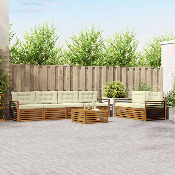 vidaXL &Uacute;ti s&oacute;fasett me&eth; p&uacute;&eth;i 7 pcs N&aacute;tt&uacute;rulegt og Krem