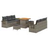 vidaXL Gar&eth;s&oacute;fa sett 9 pcs Gr&aacute;r P&oacute;l&yacute;rattan og dufti h&uacute;&eth;a&eth; st&aacute;l