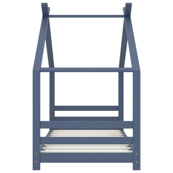 vidaXL Barnarúmgrind Grár Gegnheil Fura 80x160 cm