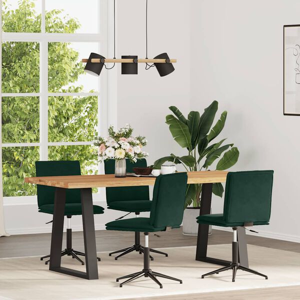 vidaXL Bor&eth;stofust&oacute;lar 4 stk. D&ouml;kkgr&aelig;nt Flauel