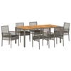 vidaXL Gar&eth;ur bor&eth;sett 7 pcs Gr&aacute;r p&oacute;l&yacute;rattan