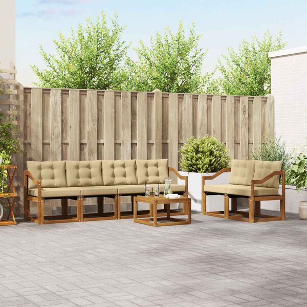 vidaXL &Uacute;ti s&oacute;fasett me&eth; p&uacute;&eth;i 7 pcs N&aacute;tt&uacute;rulegt og B&eacute;ig