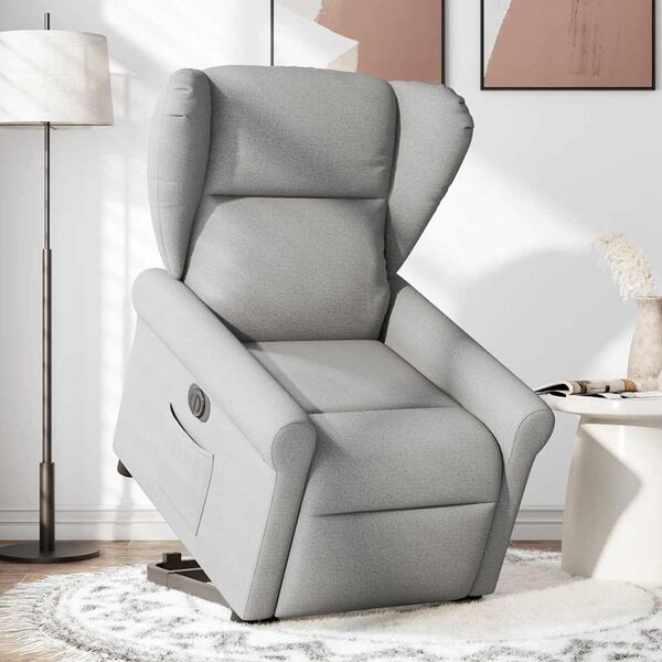 vidaXL Electric Stand up Recliner st&oacute;ll Cloud Grey Efni