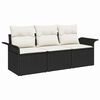 vidaXL S&oacute;fasett me&eth; p&uacute;&eth;i 3 pcs Svartur p&oacute;l&yacute;rattan
