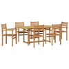 vidaXL Gar&eth;ur bor&eth;sett 7 pcs Br&uacute;nn Solid teak vi&eth;ur