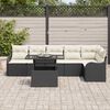 vidaXL Gar&eth;s&oacute;fa sett me&eth; p&uacute;&eth;i me&eth; kodda 7 pcs Svartur Poly Rattan