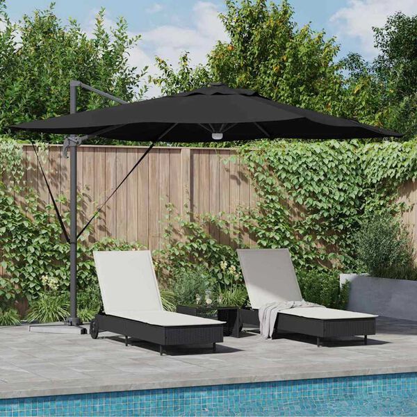 vidaXL Roma Parasol Svartur 286 x 285 x 270 cm Aluminum og pólyester