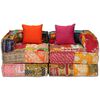 244977 vidaXL 2-Seater Modular Pouffe Patchwork Fabric