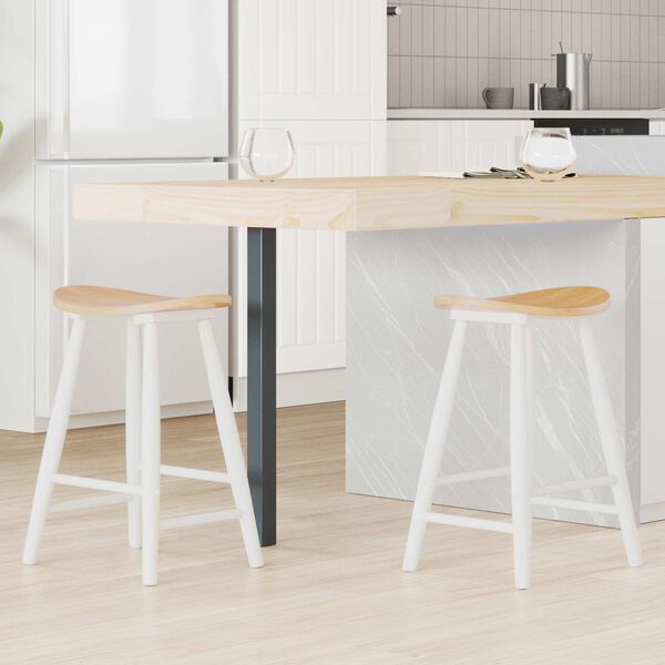 vidaXL Matsalst&oacute;lar 2 pcs Hv&iacute;tt 46 x 37 x 63 cm Solid Gummi Wood