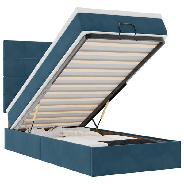 vidaXL Ottoman r&uacute;mgrind me&eth; d&yacute;num D&ouml;kkbl&aacute;r 100x200cm Flauel