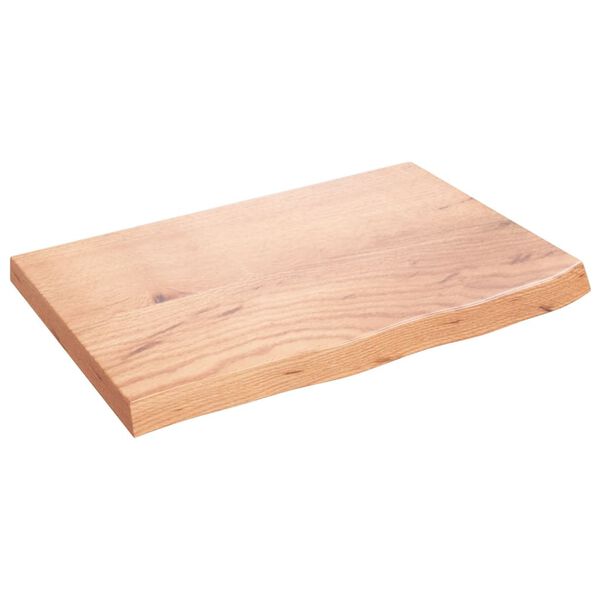 vidaXL Vegghilla Lj&oacute;sbr&uacute;n 60x40x(2-4) cm Me&eth;h&ouml;ndlu&eth; Gegnheil Eik