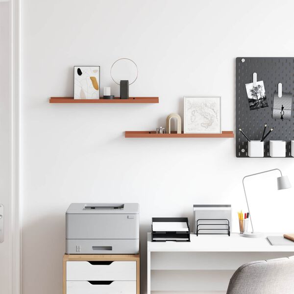 vidaXL Vegghylla me&eth; hillu 2 pcs Rau&eth;ur 60 x 9 x 3 cm Samsettur vi&eth;ur