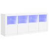 vidaXL Skenkur me&eth; LED Lj&oacute;sum Hv&iacute;tur 163x37x67 cm