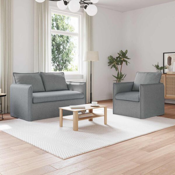 vidaXL S&oacute;fasett 2 pcs Lj&oacute;sgr&aacute;r 136 x 82 x 85 cm d&uacute;kur