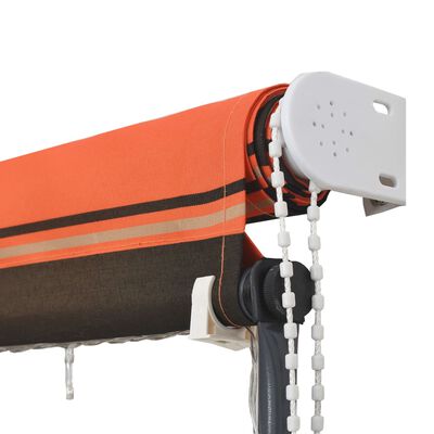 vidaXL Útdraganlegt Skyggni með LED 200 x 150 cm Appelsínugult og Brúnt