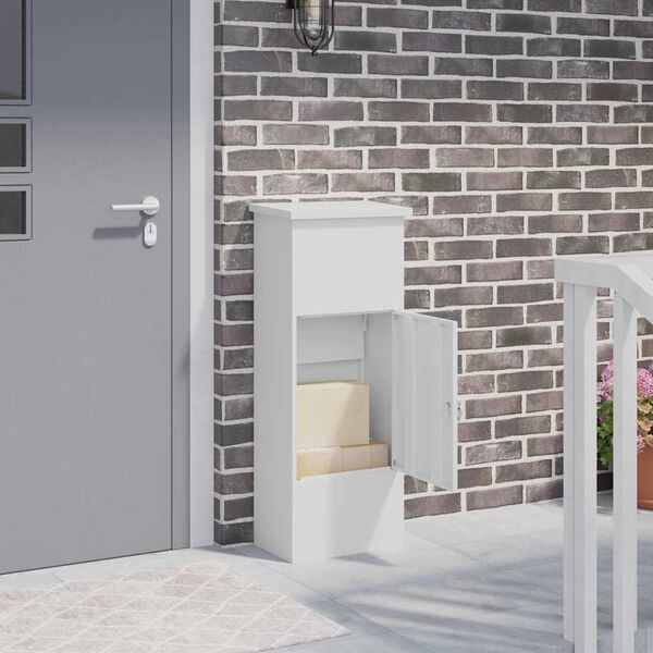 vidaXL P&oacute;stkassi Hv&iacute;tt 44.5 x 29 x 110.5 cm St&aacute;l