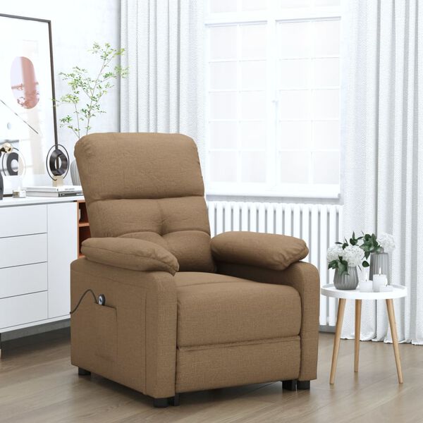 vidaXL Electric Recliner stóll Brúnt efni