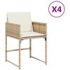 vidaXL Gar&eth;st&oacute;lar me&eth; Sessum 4 stk. Drappa&eth;ir P&oacute;l&yacute;rattan