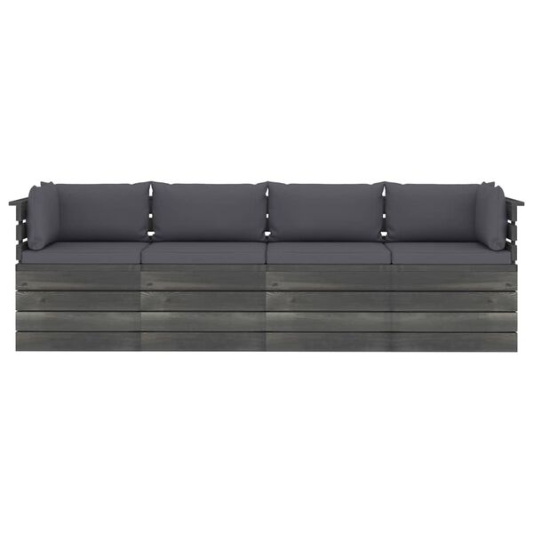 vidaXL 4 S&aelig;ta Gar&eth;s&oacute;fi &uacute;r Brettum me&eth; Sessum Gegnheil Fura