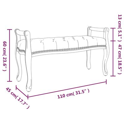 vidaXL Bekkur Dökkgrátt 110x45x60 cm Flauel