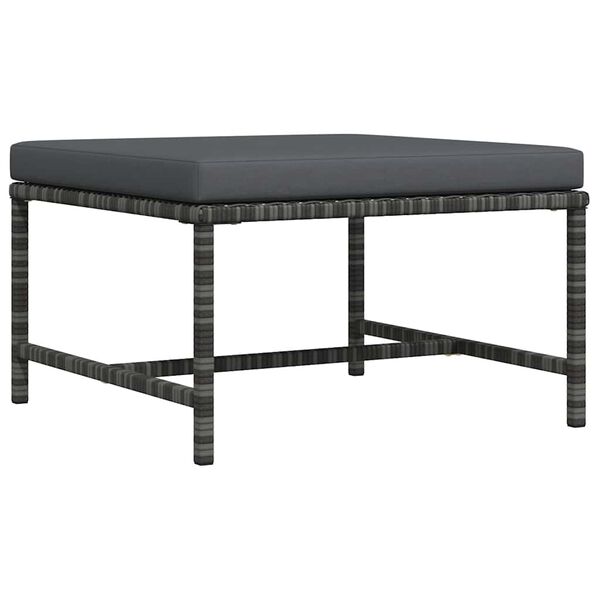 vidaXL Fótsskemilseining með Sessu Grá Pólýrattan