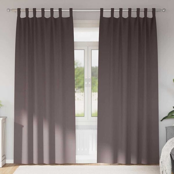 vidaXL Svartgard&iacute;nur me&eth; hringjum 2 pcs D&ouml;kk br&uacute;nt 245 x 140 cm